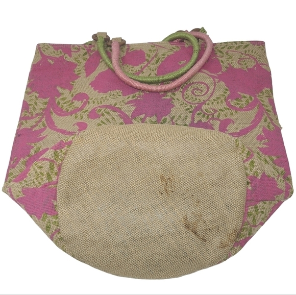 Earth Accessories | Pink & Green Double Strap Tote Satchel Bag (One Size) - Picture 13 of 13